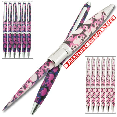 One Dozen Assorted Color Undead Apocalypse Pen With Hidden Knife - TOPHATTER'S ARMORY DEALS