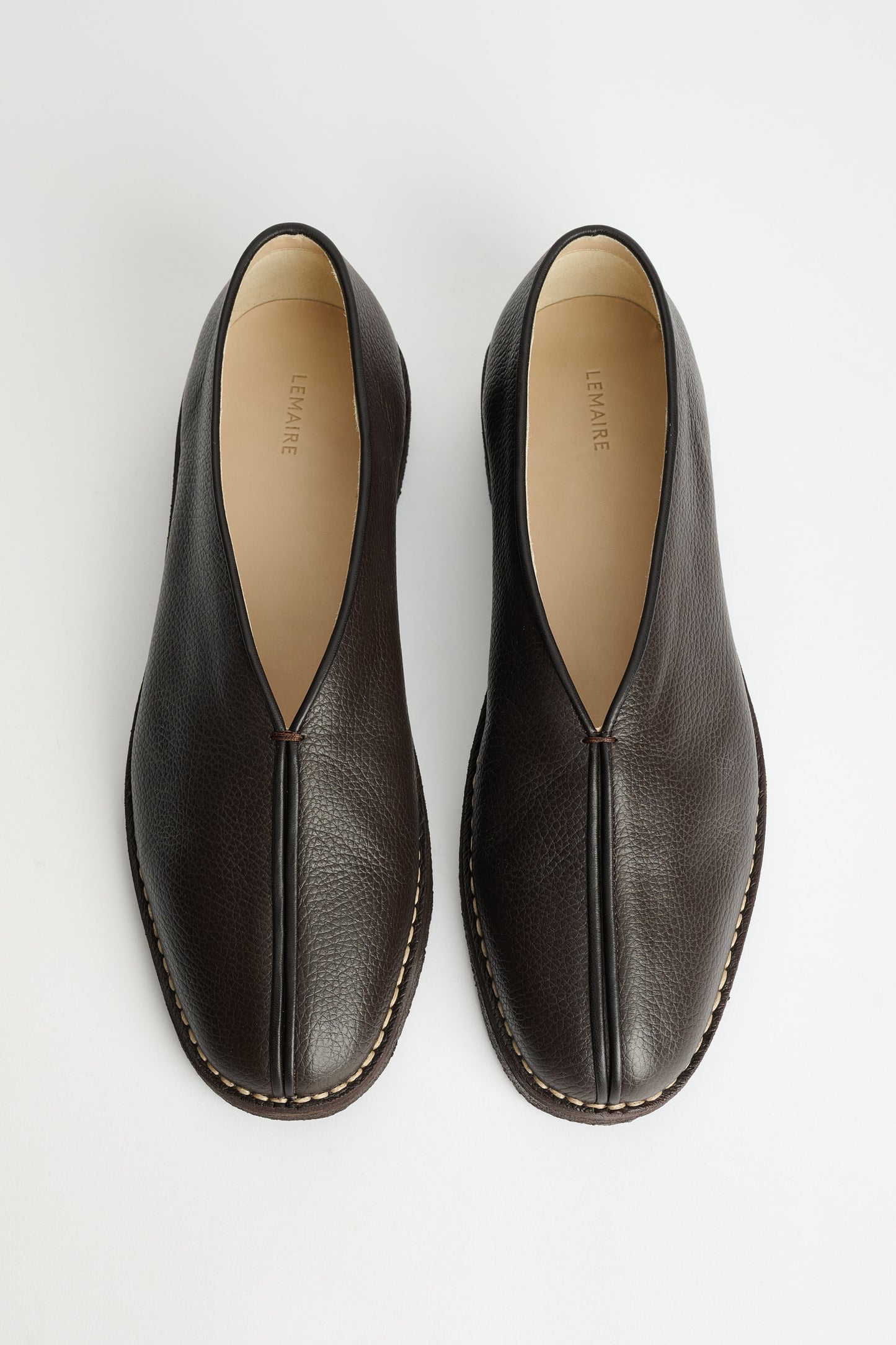 Lemaire Piped Crepe Slippers Dark Brown