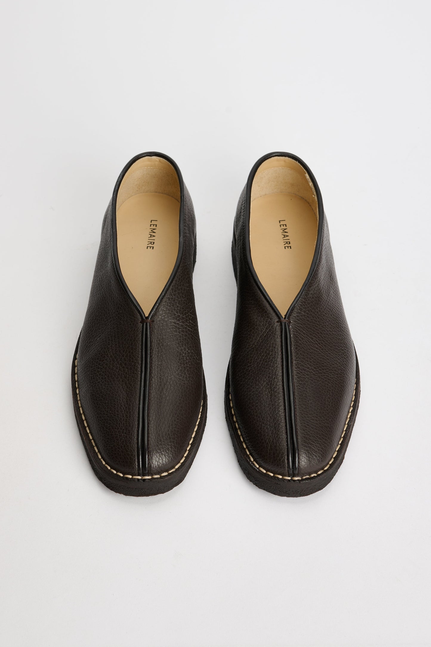 Lemaire Piped Crepe Slippers Dark Brown