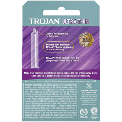 Trojan Sensitivity Ultra Thin Lubricated Condoms – 3 Pack Condoms