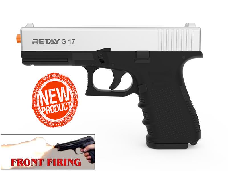 Retay 9MM Model Front Firing Blank Gun Chrome Finish - TOPHATTER'S ARMORY DEALS