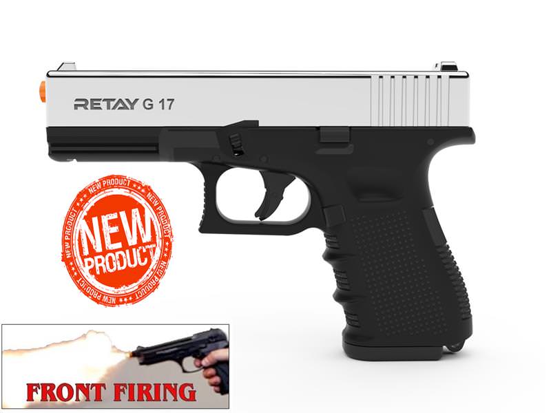 Retay 9MM Model Front Firing Blank Gun Nickel Finish