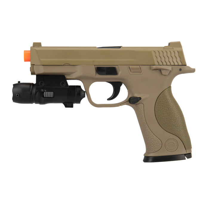 G53 Metal Slide Full Size Airsoft Spring Pistol Tan With Laser