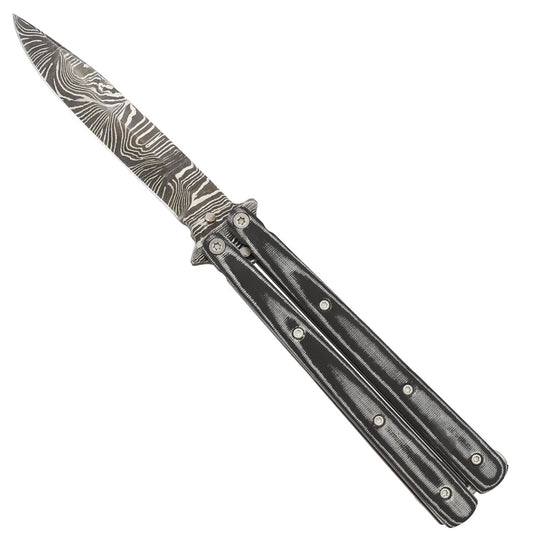 Damascus Steel Micarta Handle Butterfly Drop Point Blade