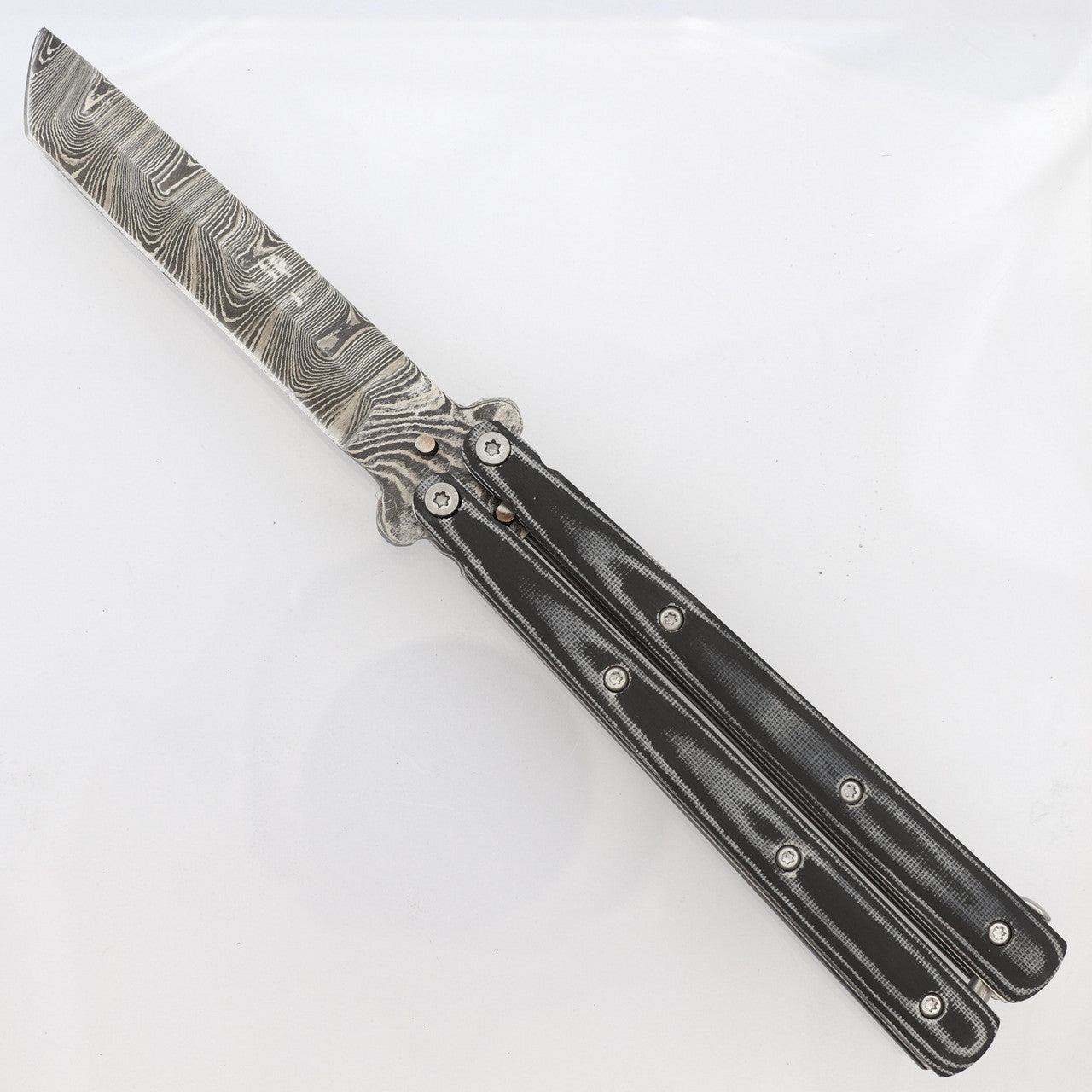 Micarta Butterfly Black Knife | Damascus Steel Blade | Tanto Point