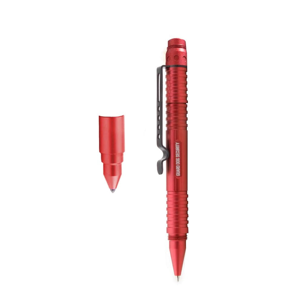 Red Tactical Pen with Tungsten Steel Pressure Tip and 30 Lumen Tactical Flashlight