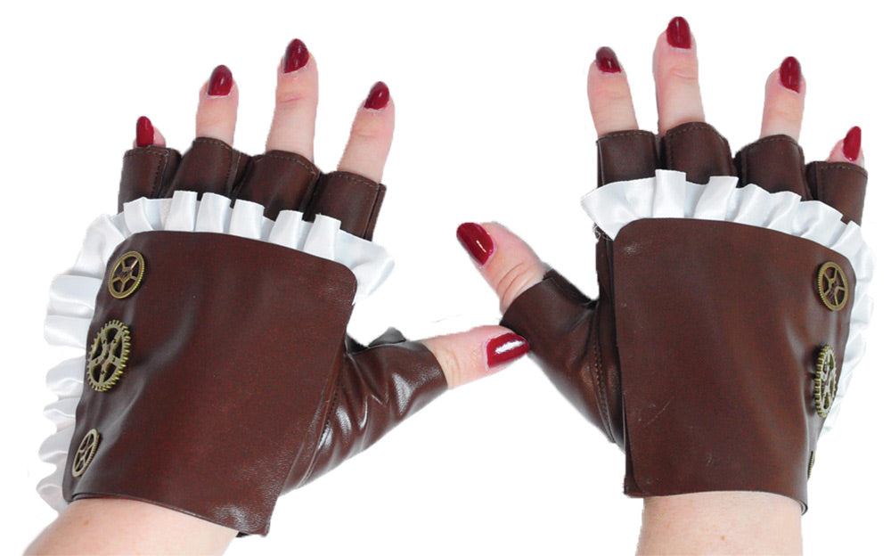 Gloves With Ruffle And Gears