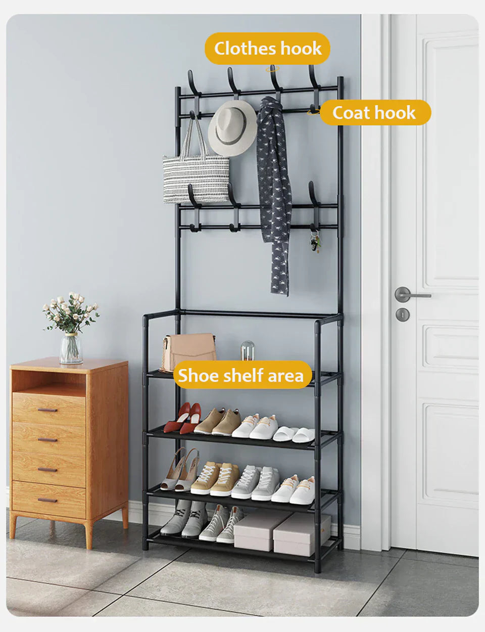 Coat Rack Clothes Hanger Floor Hanger Storage Wardrobe Clothing Drying Racks Shoe Rack Bathroom Furniture Hanger Rack Hangers