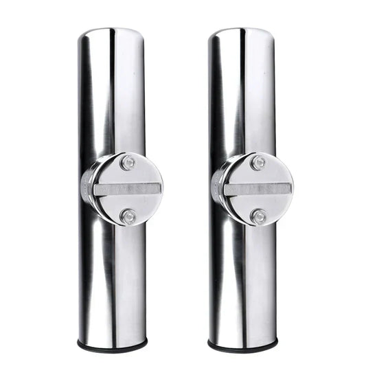 2PCS Stainless Steel Clamp-On Fishing Rod Holders