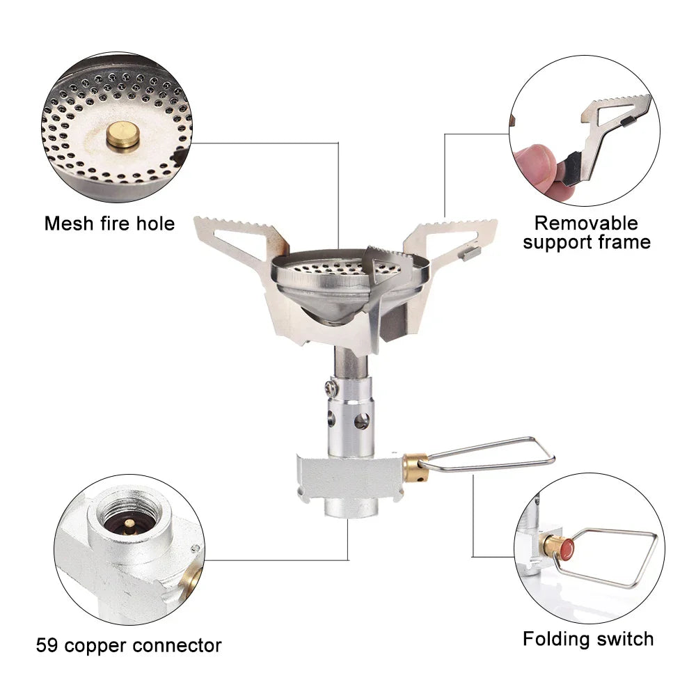 Camping Gas Mini Backpack Stove Silver