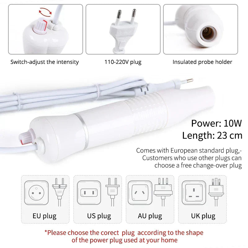 High Frequency Facial Machine with Argon Treatment - Electrotherapy Wand for Acne and Hair Care