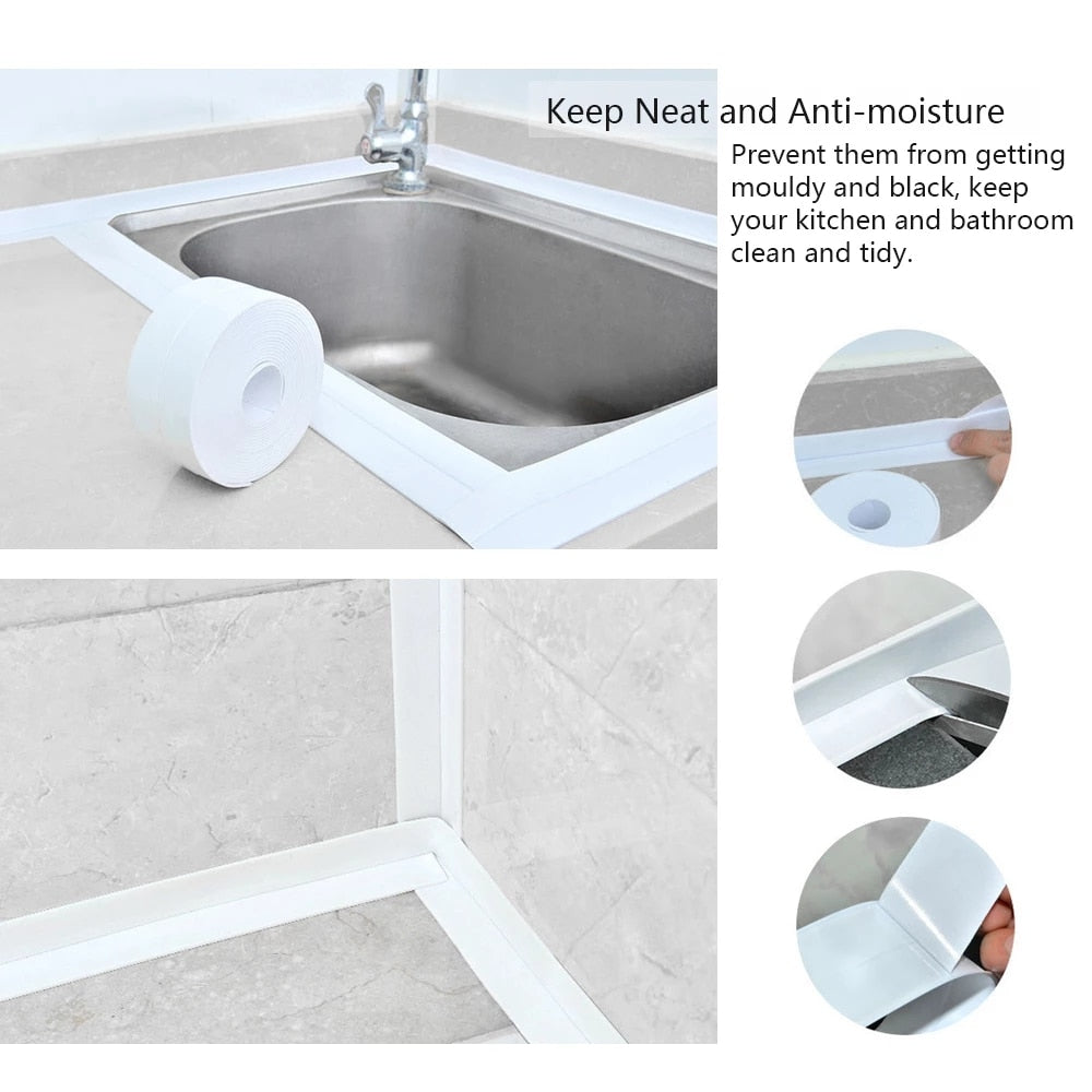 Bathroom Shower Sink Bath Sealing Strip Tape White