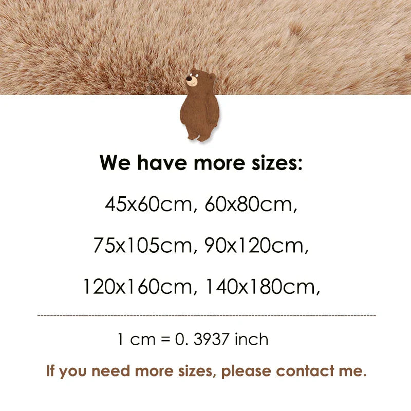 Luxurious Bear Rug Super Soft Carpet - Brown, 120x160cm