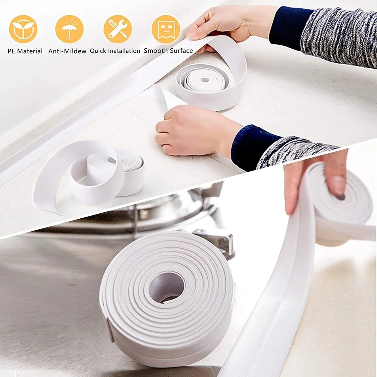 Bathroom Shower Sink Bath Sealing Strip Tape White