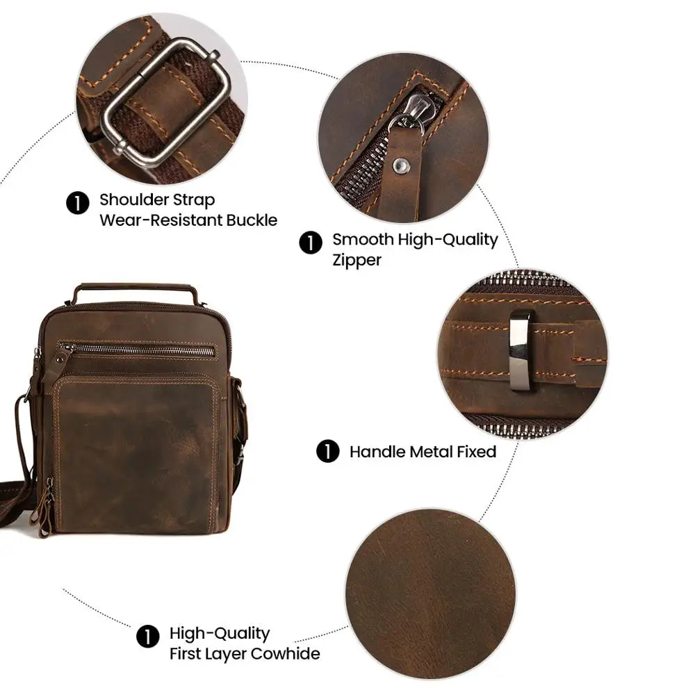 Vintage Genuine Leather Men's Small Shoulder Bag