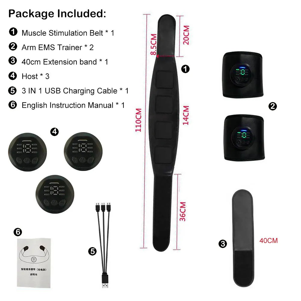 Electric ABS Stimulator Belt - EMS Abdominal Exerciser for Fitness Training