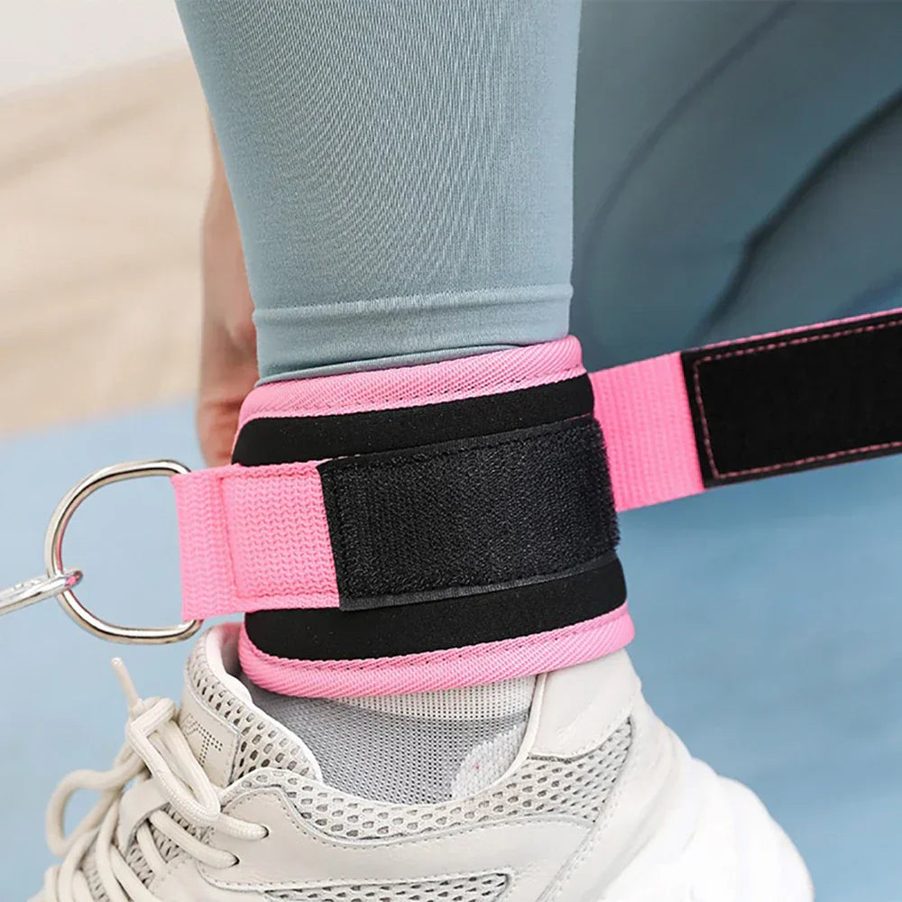 1 Pair Adjustable D-Ring Ankle Straps for Leg and Glute Workouts