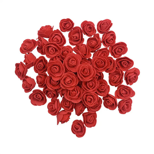Vibrant Red 3.5cm Foam Rose Heads: Perfect for Rose Bear Crafts - Pack of 50