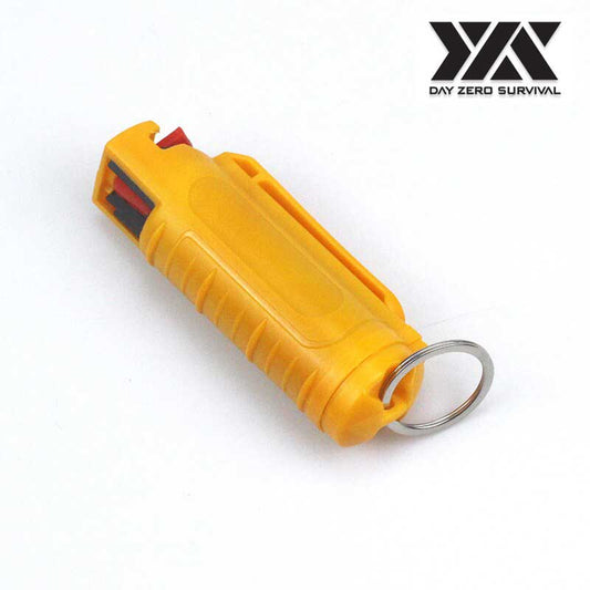 DZS Yellow Hard Case Max Strength OC Pepper Spray Keychain With Belt Clip