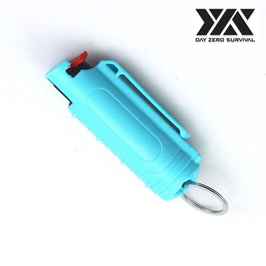 DZS Turquoise Hard Case Max Strength OC Pepper Spray Keychain With Belt Clip