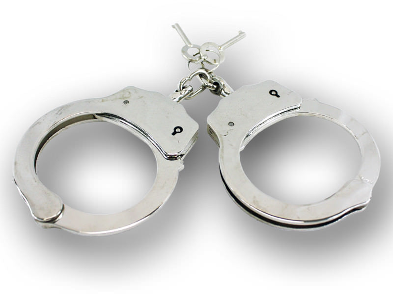 Police Style Double Lock Silver Handcuffs