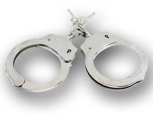 Police Style Double Lock Silver Handcuffs