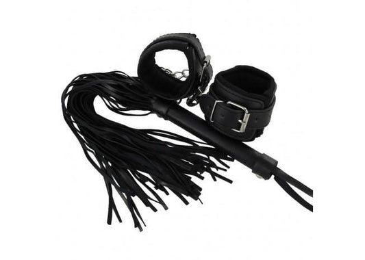 Deep Black Wrist Cuff and Whip Set