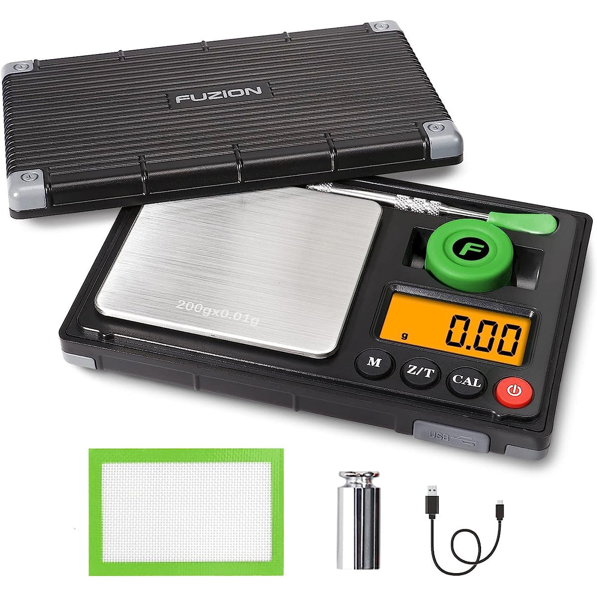 Fuzion Gram Scale, 200g x 0.01g Rechargeable Herb Scale with Accessories - TOPHATTER'S ARMORY DEALS
