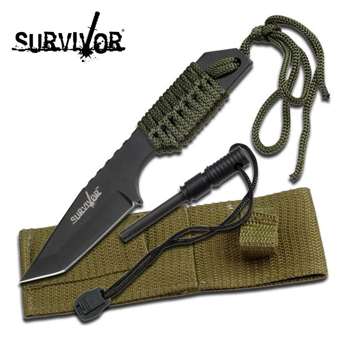 7.5" Fire Starter Hunting Camping Knife W/Flint - 5MM Thick Blade - TOPHATTER'S ARMORY DEALS