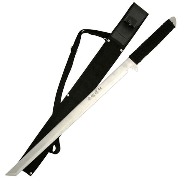 27.5" Overall Silver Shinobi Ninja Tanto Battle Sword with Black Sheath - TOPHATTER'S ARMORY DEALS