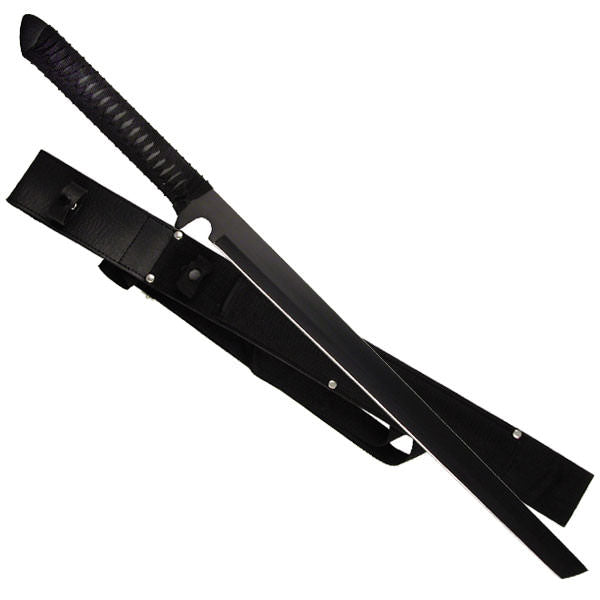 27.5" Overall Black Shinobi Ninja Tanto Battle Sword with Black Sheath - TOPHATTER'S ARMORY DEALS