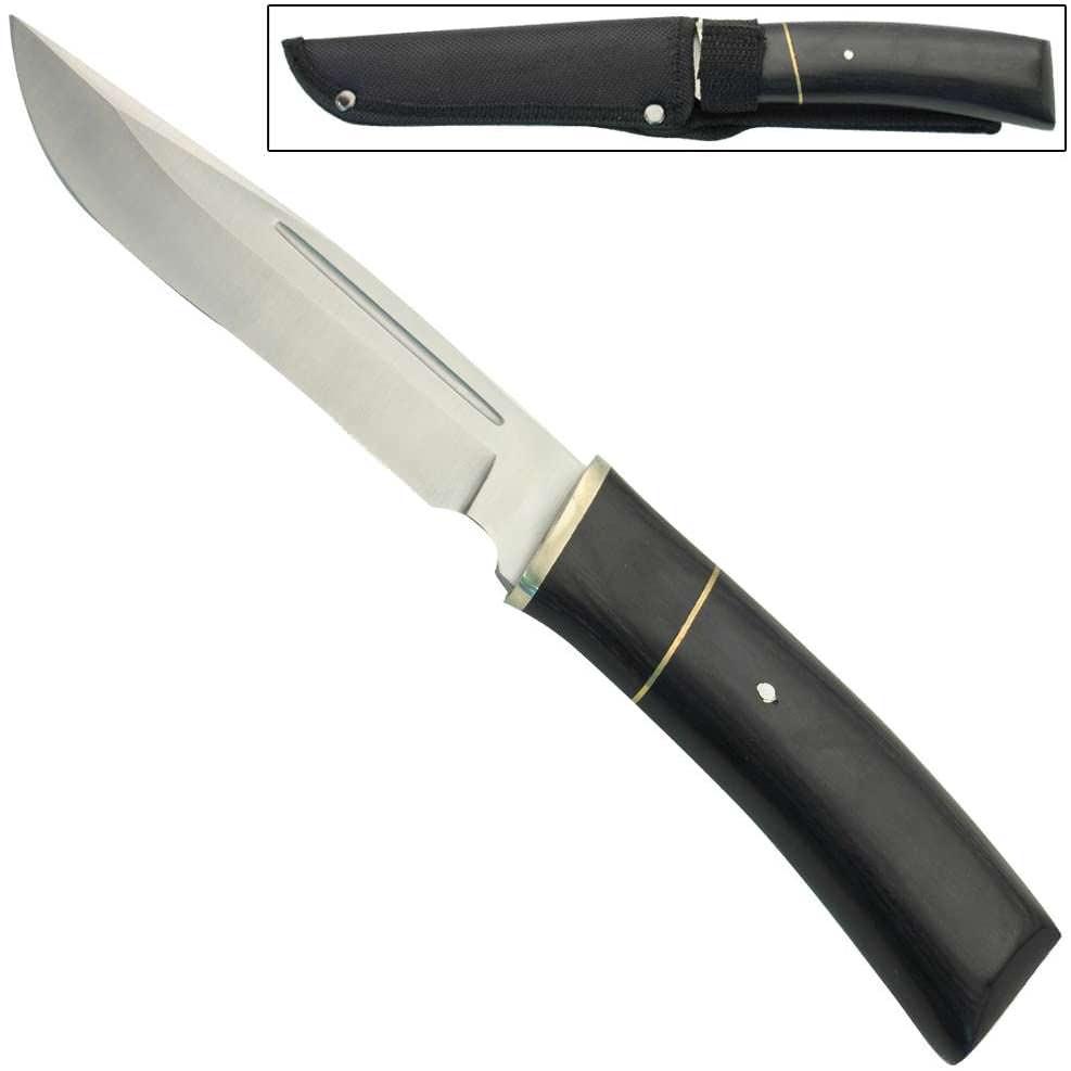 Outdoor Dark Ash Wilderness Hunting Fixed Blade Steel Blade Camping Knife