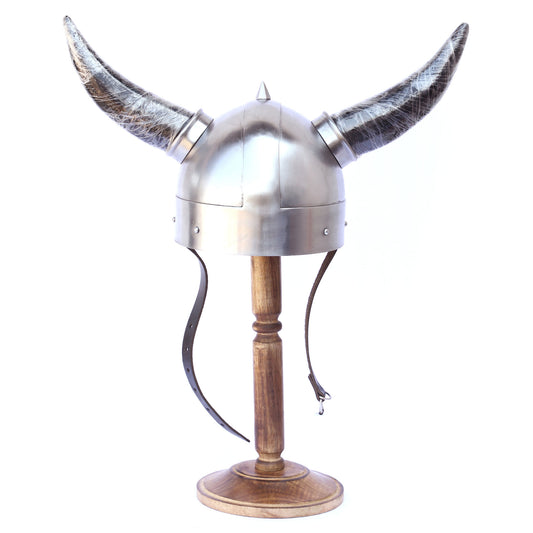 Horned Viking Helmet with Display Stand