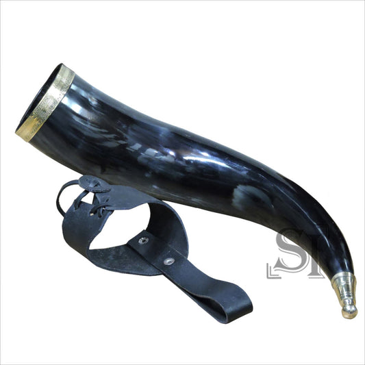 Viking Drinking Horn with Leather Holder