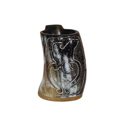 Hand Carved Viking Natural Buffalo Drinking Horn Mug - TOPHATTER'S ARMORY DEALS