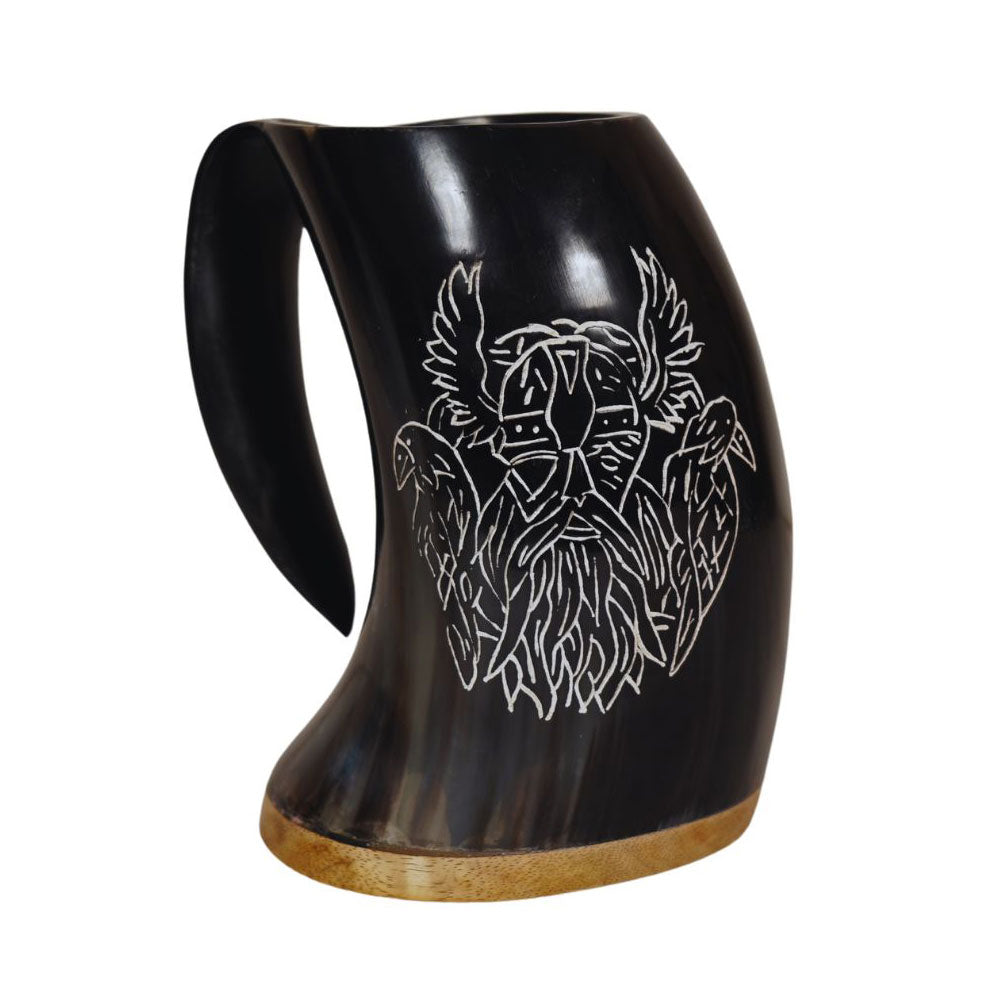 Hand Carved Viking Drinking Horn Odins Mug - TOPHATTER'S ARMORY DEALS