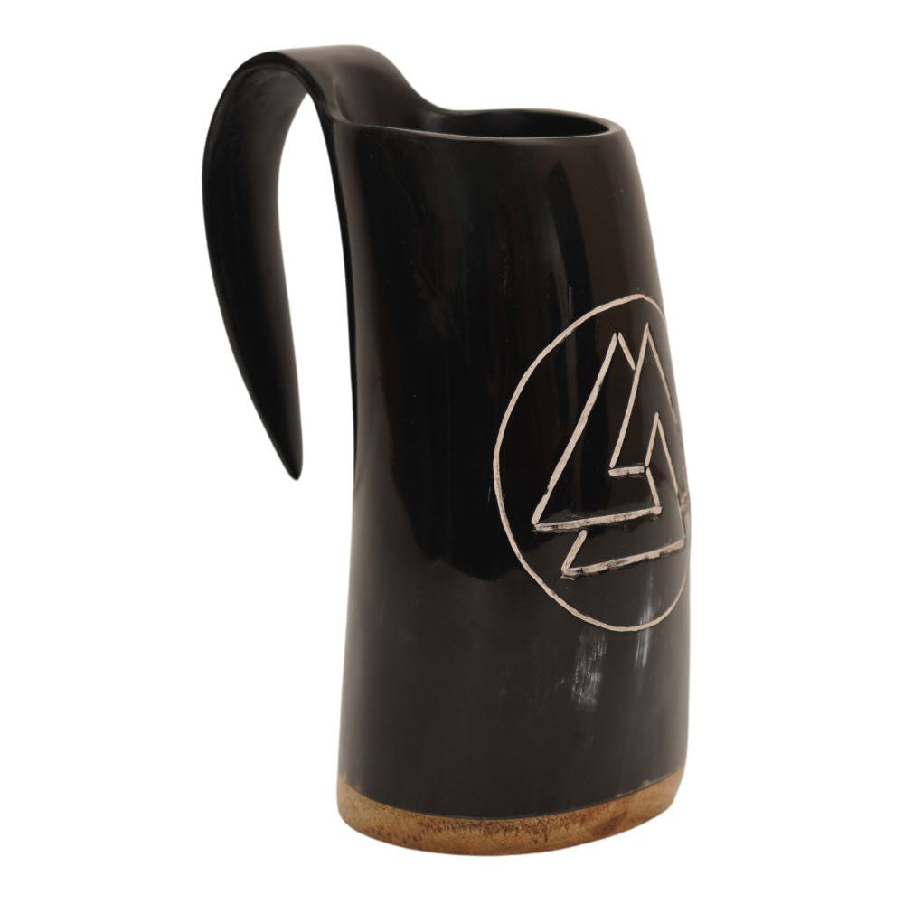 Viking Valknut Hand Carved Drinking Horn Mug - TOPHATTER'S ARMORY DEALS