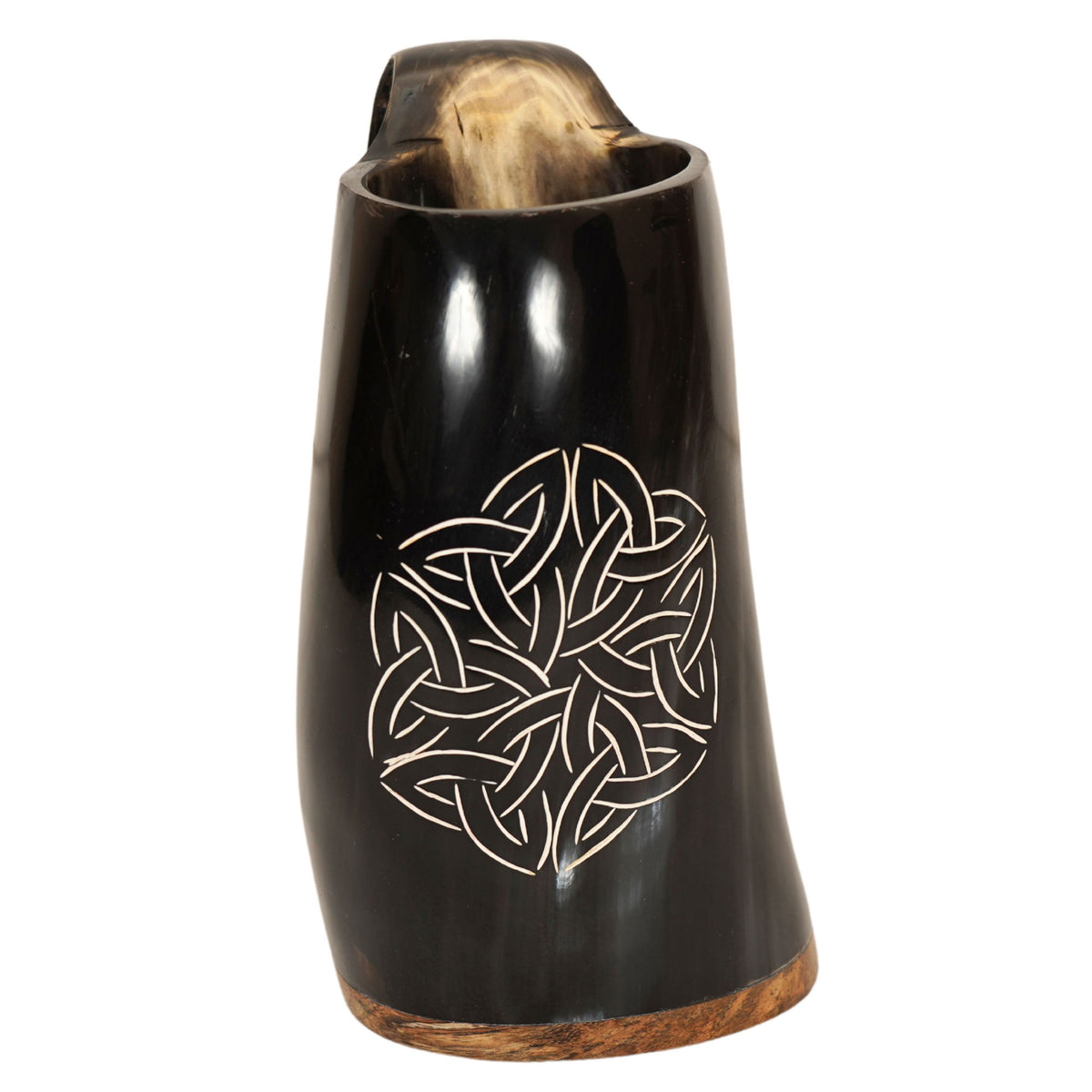 Celtic Knot Hand Carved Viking Drinking Horn Mug - TOPHATTER'S ARMORY DEALS