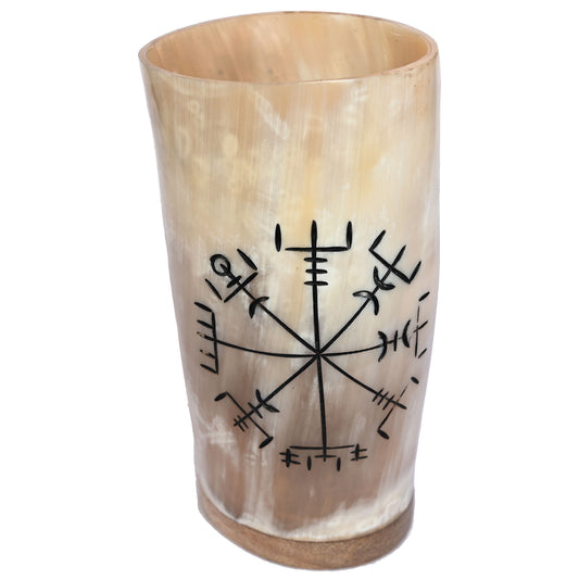 Handmade Viking Compass Drinking Horn Medieval Tumbler