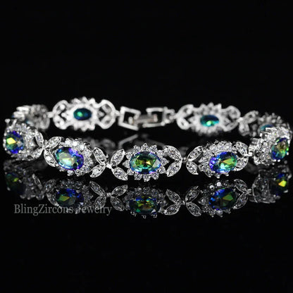 Crystal Flower Silver Plated Bracelet