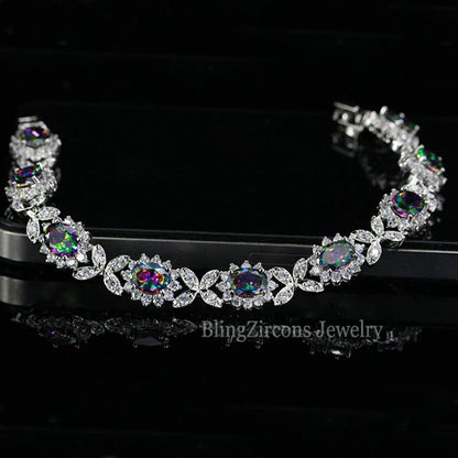 Crystal Flower Silver Plated Bracelet