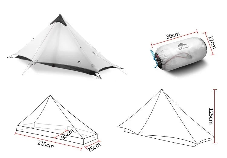 1-Person Rodless Camping Tent 3-Season Gray