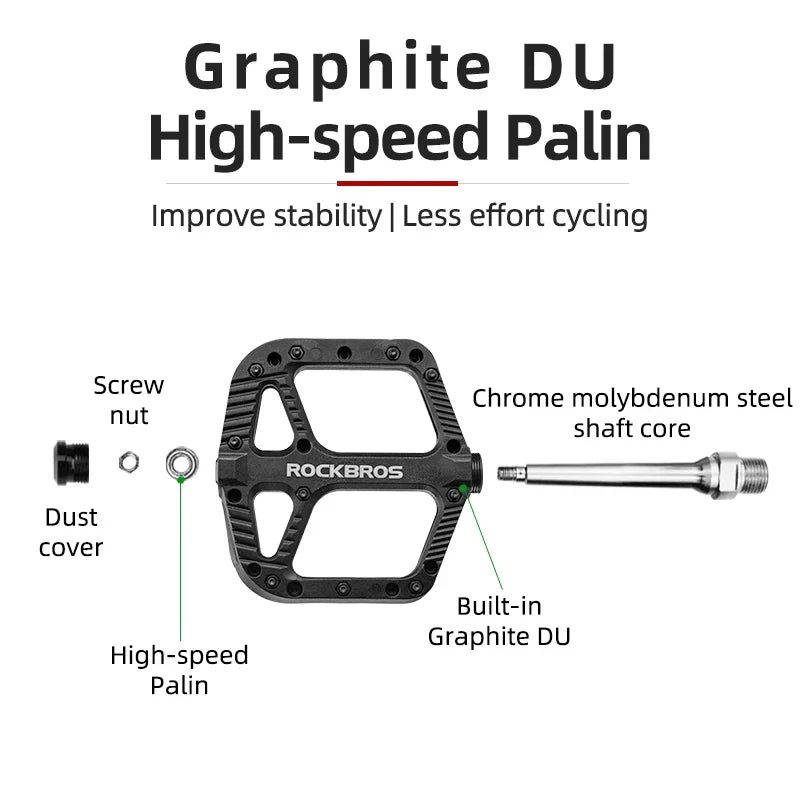 Ultralight Flat Platform Bicycle Pedals Nylon Composite Black