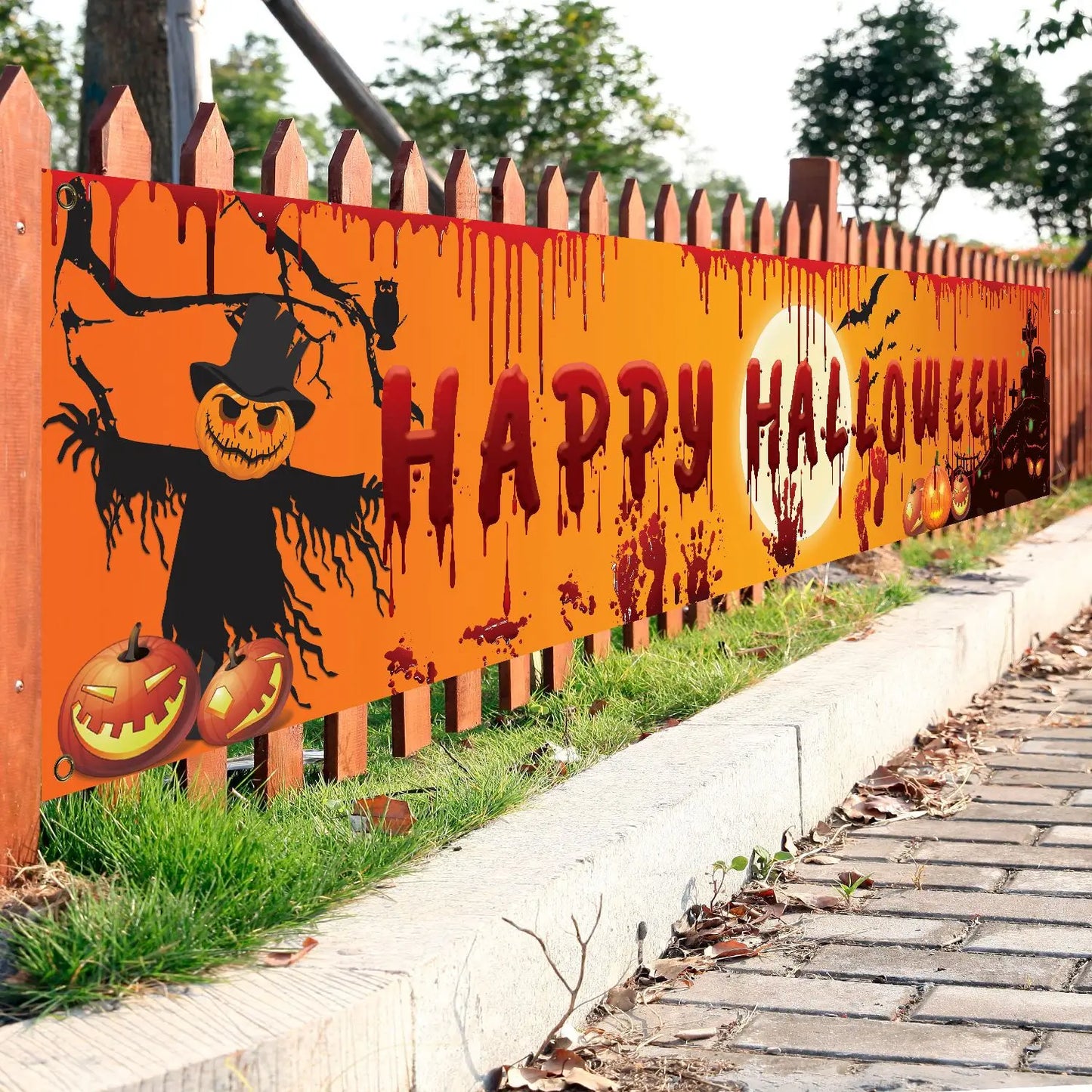 Halloween Blood Hand Banner for Spooky Decor