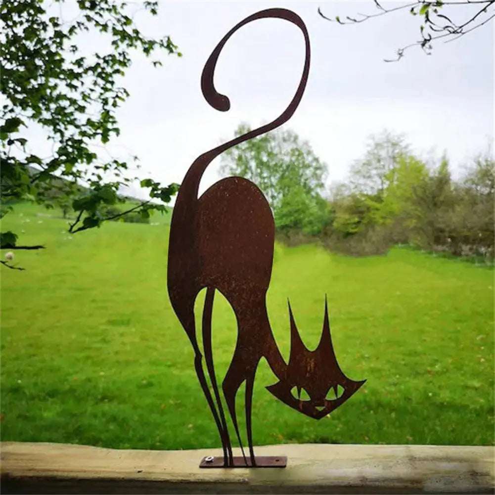 Halloween Metal Cat Yard Ornament