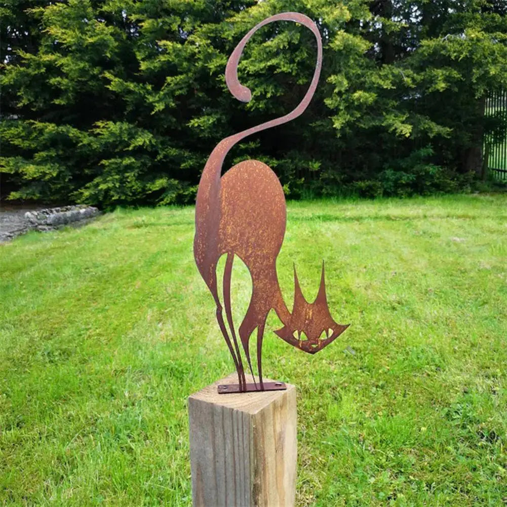 Halloween Metal Cat Yard Ornament