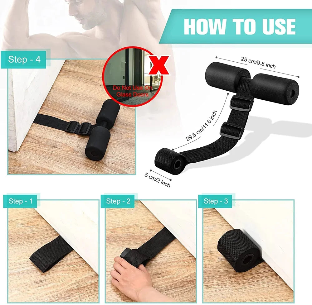 Hamstring Curl Strap for Nordic & Ab Workouts Black