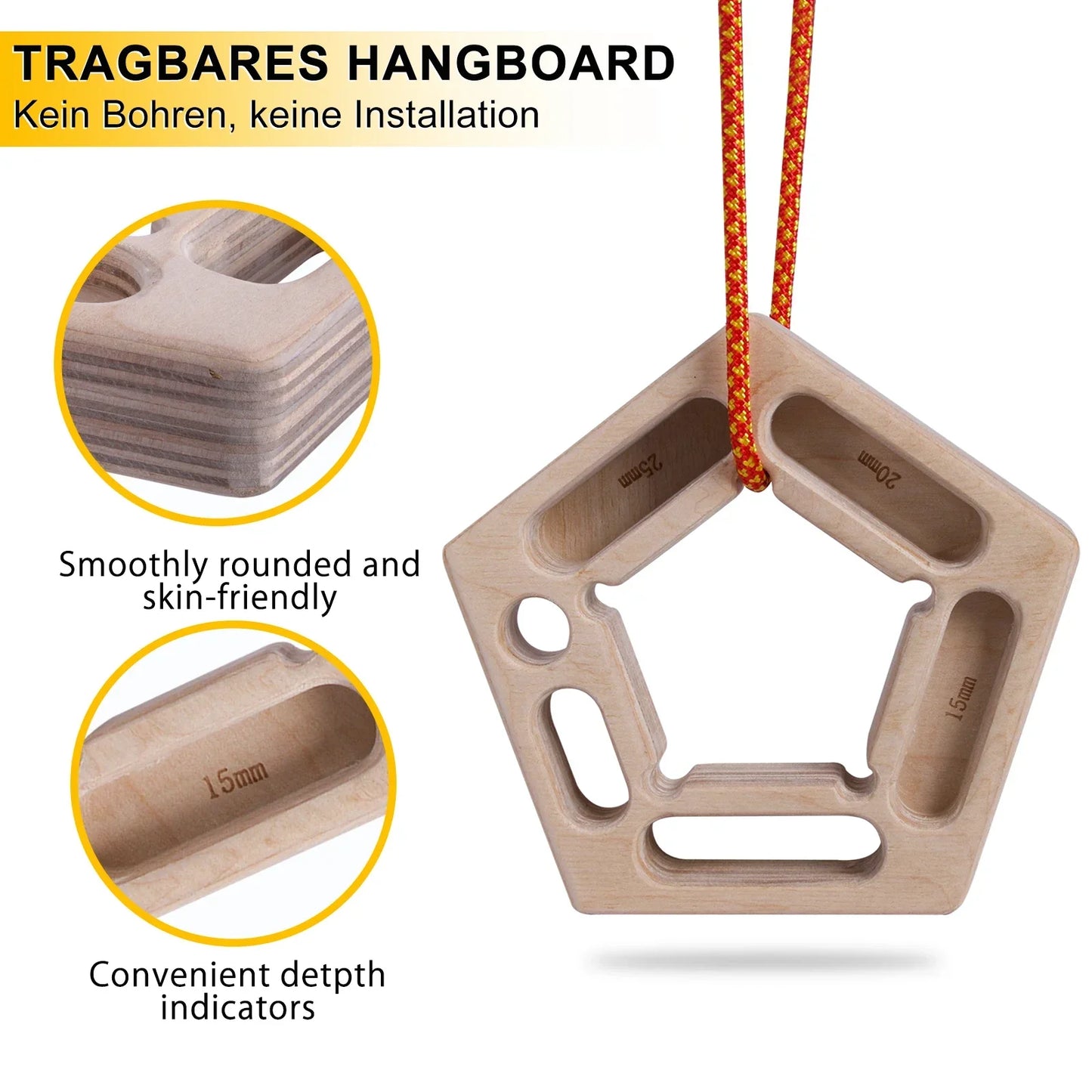 Double-Sided Hangboard Fingerboard Portable Khaki, 21×7×22cm, 1 Pair