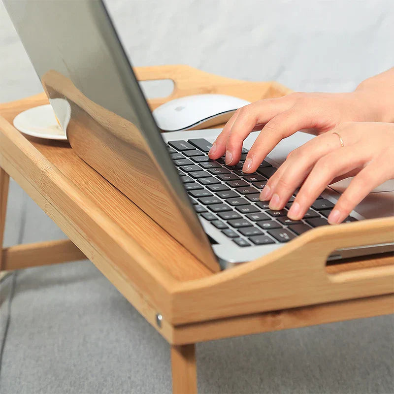 Foldable Laptop Stand & Breakfast Tray - Cozy Bedroom Desk