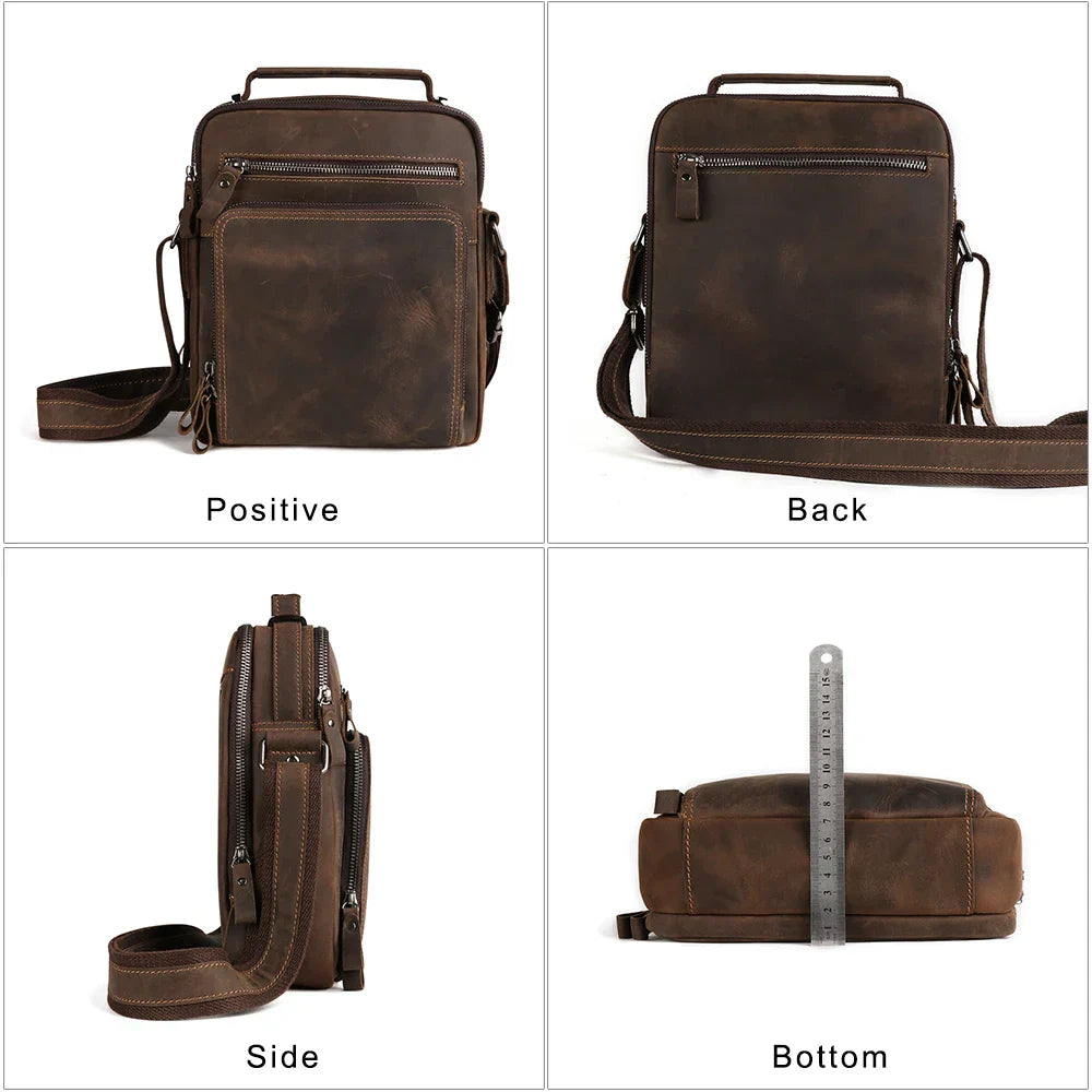 Vintage Genuine Leather Men's Small Shoulder Bag